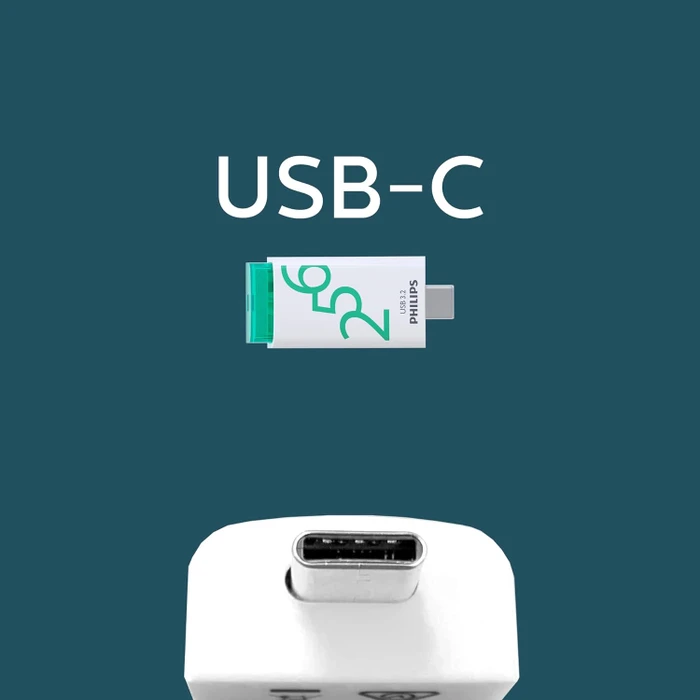 Philips Flash Drive Click Edition 256GB weiß/grün, USB-C, USB 3.2 Gen 1×1