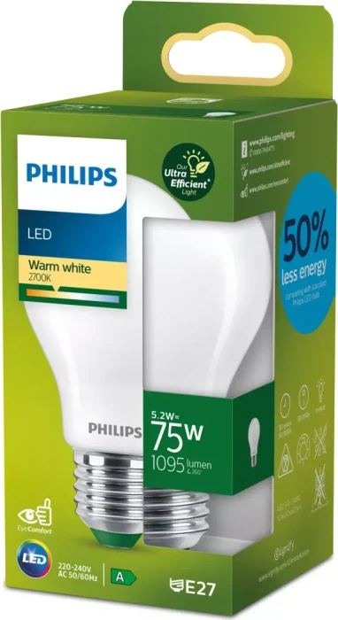 Philips LED CLA 75W A60 E27 FR UE SRT4 5.2W/827