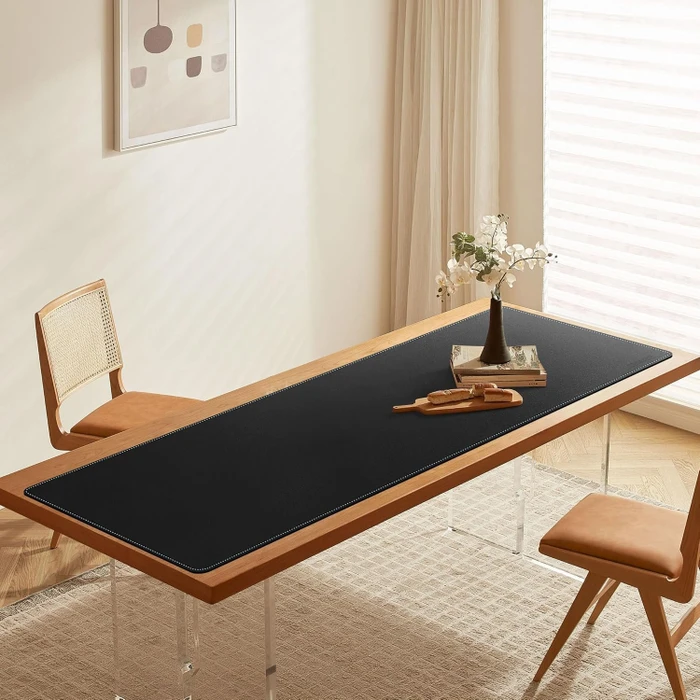 Cennbie Schreibtischunterlage Leder, Mauspad XXL, 1600x500mm, schwarz