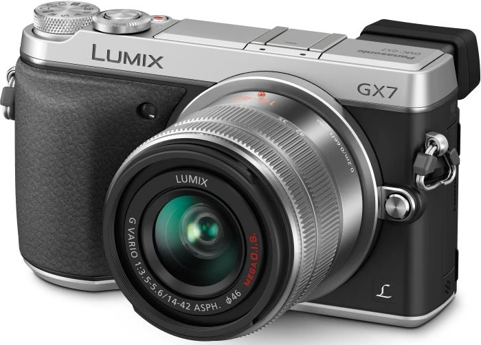 Panasonic Lumix DMC-GX7 silber mit Objektiv Lumix G Vario 14-42mm 3.5-5.6 II ASPH OIS