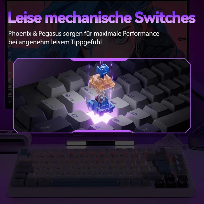Gamakay TK75 SOCD Silent Mechanical Keyboard, Phoenix V2 linear, USB/Bluetooth, DE