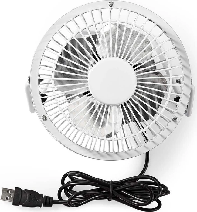 Nedis FNDK1WT10 USB Mini Tischventilator aus Metall 10cm weiß