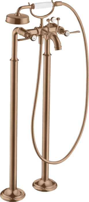 Hansgrohe Axor Montreux 2-Griff Wannenarmatur bodenstehend mit Hebelgriffen brushed red gold