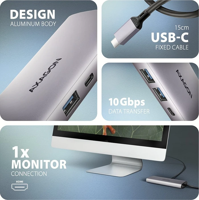 Axagon 6in1 Hub, USB-C 3.1 [Stecker]