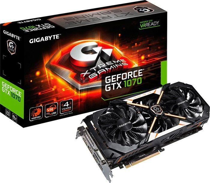 GIGABYTE GeForce GTX 1070 Xtreme Gaming 8G, 8GB GDDR5, DVI, HDMI, 3x DP