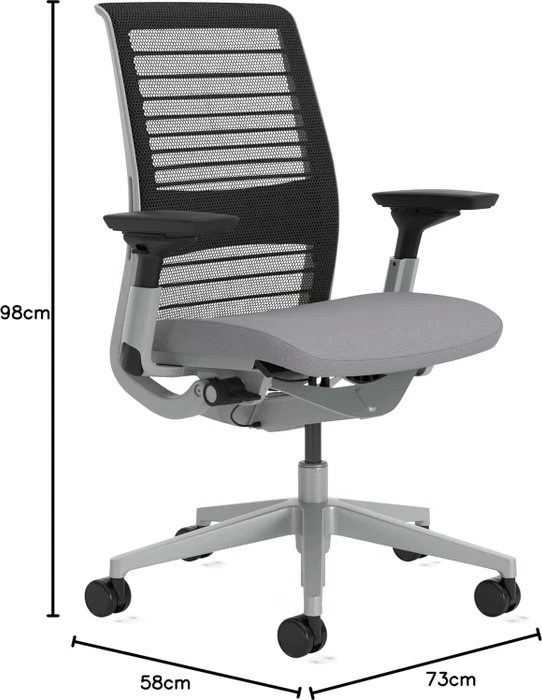 Steelcase Think Bürostuhl mit Armlehnen, pfefferschwarz/grau