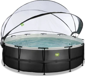Exit Toys Black Leather Frame Pool mit Sandfilterpumpe und Abdeckung rund 488x122cm