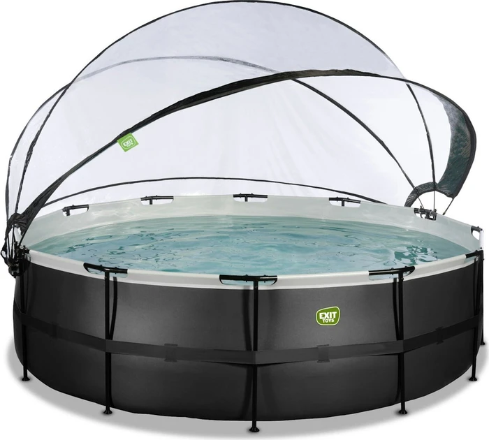 Exit Toys Black Leather Frame Pool mit Sandfilterpumpe und Abdeckung rund 488x122cm