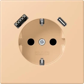 Jung Serie LS SCHUKO-Steckdose mit USB-Ladegerät Safety+, terre sienne claire 31