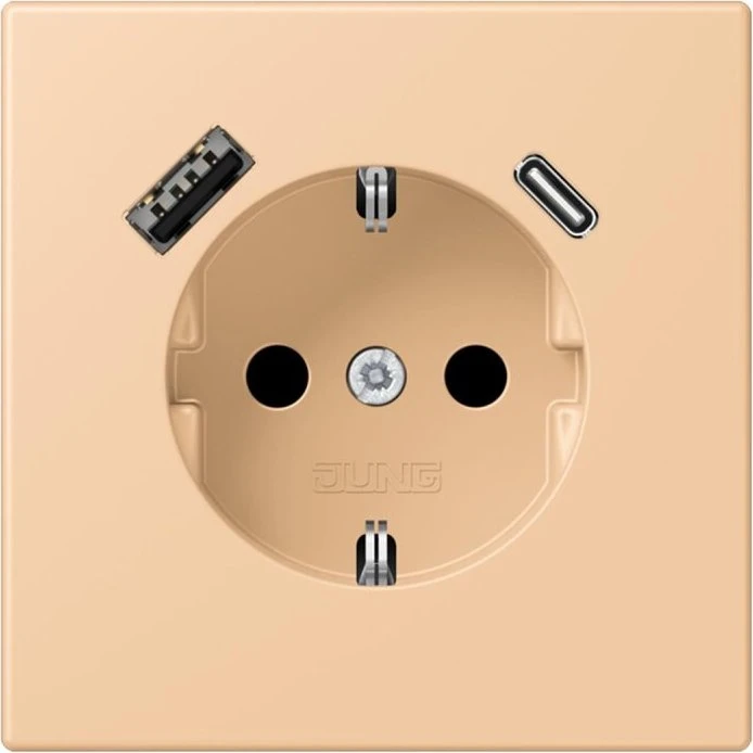 Jung Serie LS SCHUKO-Steckdose mit USB-Ladegerät Safety+, terre sienne claire 31
