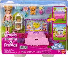 Mattel Barbie - Club Chelsea Familie und Freunde Aufklappbares Teeparty-Spielset