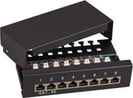 EFB Elektronik Mini-Patchpanel Cat6 10" , 12-Port, 1HE, 10", 1HE, schwarz