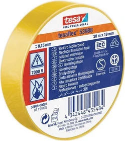 tesa Professional 53988 Soft PVC Isolierband gelb, 19mm/20m, 1 Stück