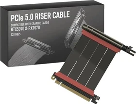 LinkUP AVA5 v4 ITX Armour Riser Kabel, links gerichtet, gewinkelt, PCIe 5.0, 100mm, schwarz