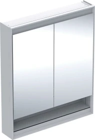 Geberit ONE Spiegelschrank ComfortLight, Nische, 2 Türen, AP-Montage, 75cm, weiß/Aluminium pulverbeschichtet