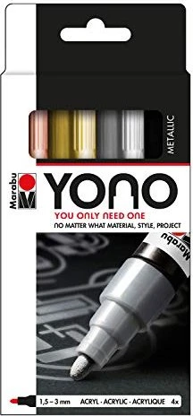 Marabu Yono Acrylmarker Metallic 1.5-3mm sortiert, 4er-Set