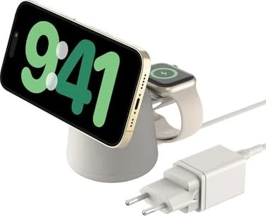 Belkin BoostCharge Pro Kabellose 2-in-1-Ladestation mit Qi2 (15W) Sand