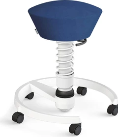 Aeris Swopper New Edition Bürohocker mit Rollen, Feder Standard, Gestell Alu weiß, Bezug Mikrofaser Comfort blau