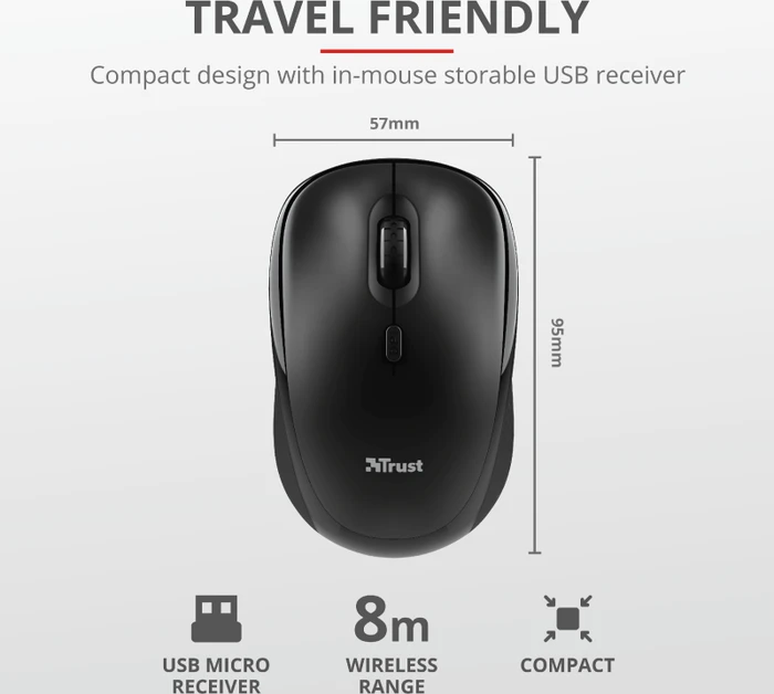 Trust TM-200 Wireless Mouse schwarz, USB