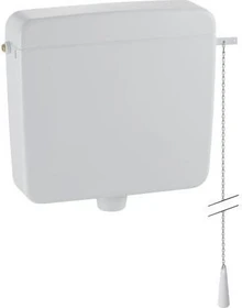 Geberit AP127 AP-Spülkasten 1-Mengen-Spülung, Wasseranschluss seitlich, mit Zugkette, weiß-alpin