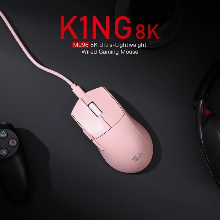 Redragon M996 K1NG 8K Ultra-Lightweight Wired Gaming Mouse pink, USB