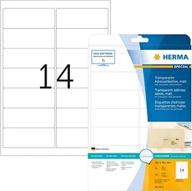Herma Folienetiketten, 99.1x38.1mm, wetterfest, transparent, matt, 25 Blatt (350 Etiketten)