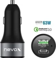 Nevox USB PD Type C + QC3.0 Kfz Ladegerät 63W schwarz