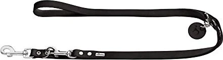 Hunter Verstellbare Hundeführleine, Leder, schlicht, strapazierfähhig, geschmeidig, 1.6x200cm, schwarz (66045)