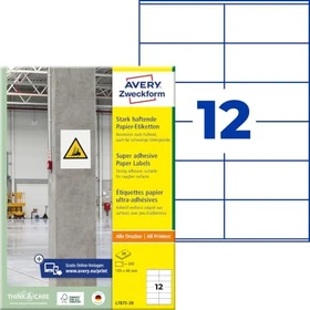 Avery-Zweckform Etiketten, 105x48mm, weiß, 20 Blatt (240 Etiketten)