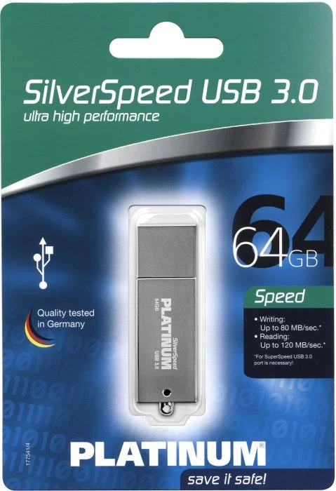 BestMedia Platinum Silver Speed 64GB, USB-A, USB 3.2 Gen 1×1
