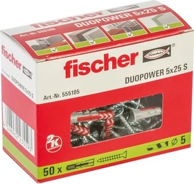 fischer DuoPower 5x25 S Schrauben/Dübel-Sortiment, 50 Stück