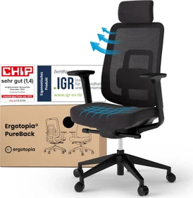 Ergotopia PureBack ergonomischer Bürostuhl mit Kopfstütze, schwarz