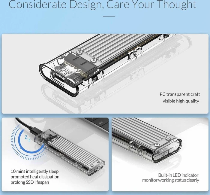 Orico TCM2-C3, silber/transparent, USB-C 3.1