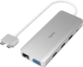 Hama USB-C Hub Connect2Mac, silber, 2x USB-C 3.0 [Stecker] (00200133)