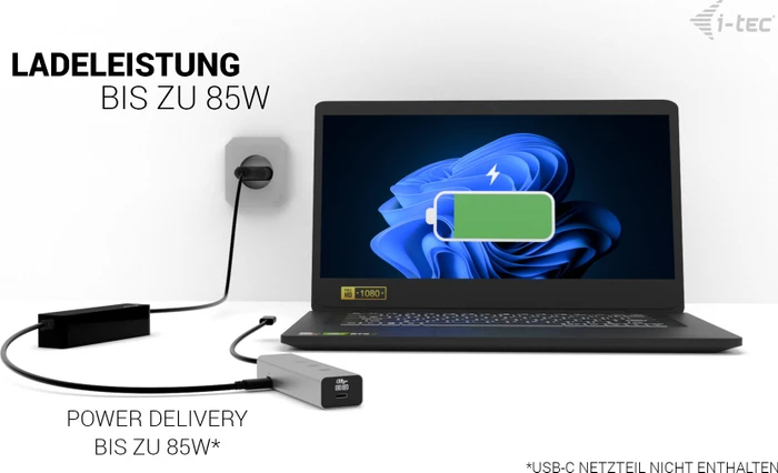 i-tec Charging Metal HUB 5port with USB-C video 8K + Power Delivery 85W, USB-C 3.1 [Stecker]