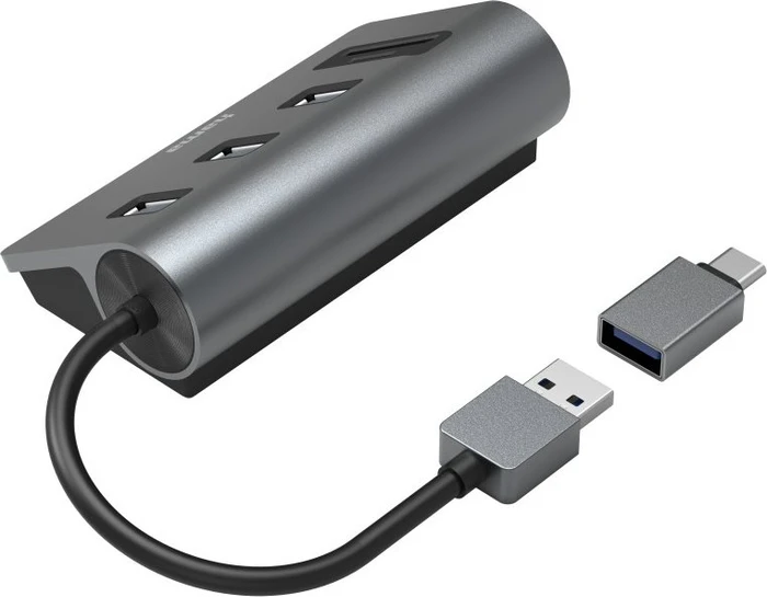 Hama USB-Hub mit Kartenleser, USB-A/USB-C 3.0 [Stecker]