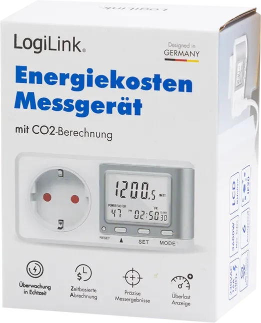 LogiLink Energiekosten-Messgerät mit CO2-Emissionsberechnung