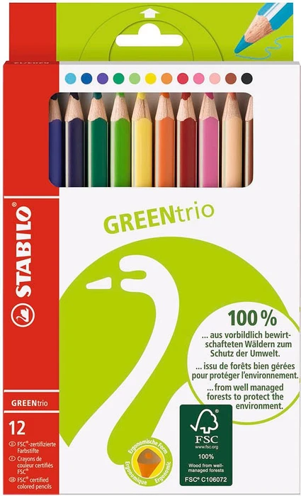 STABILO GREENtrio Buntstift sortiert, Kartonbox, 12er-Set