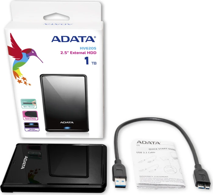 ADATA HV620S, schwarz, 1TB, USB 3.0 Micro-B