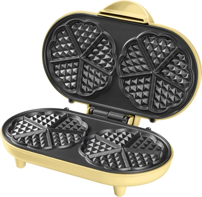 Bestron ADWM1000V Herzwaffelautomat Waffeleisen gelb