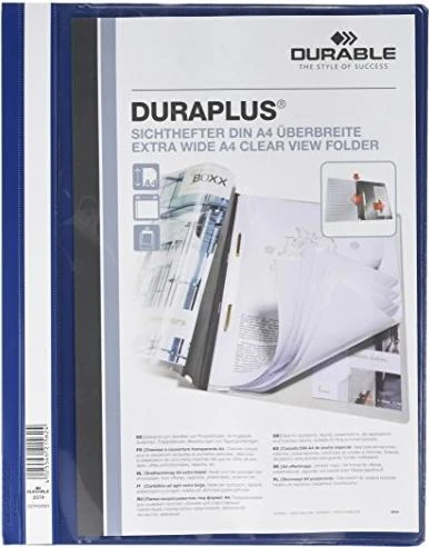 Durable Duraplus Schnellhefter, A4, dunkelblau/transparent, 25er-Pack