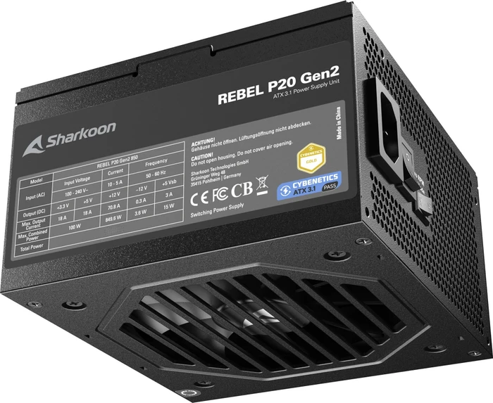 Sharkoon Rebel P20 Gen2 Black 850W, ATX 3.1