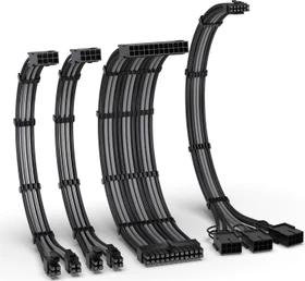 EZDIY-FAB 12VHPWR Cable Kit, 1x 24-Pin, 2x 4/8-Pin ATX, 1x 12VHPWR/3x 8-Pin PCIe, 16AWG, schwarz/grau