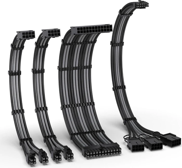 EZDIY-FAB 12VHPWR Cable Kit, 1x 24-Pin, 2x 4/8-Pin ATX, 1x 12VHPWR/3x 8-Pin PCIe, 16AWG, schwarz/grau