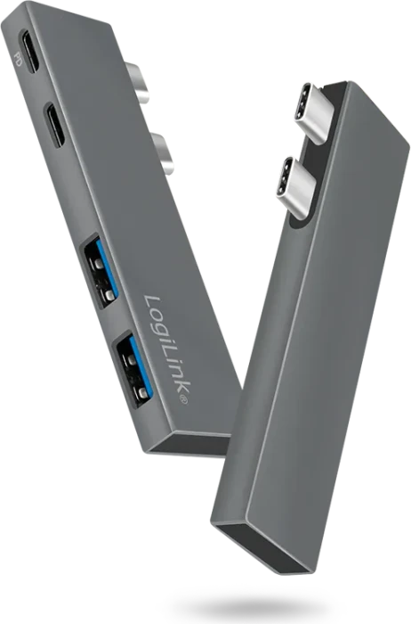 LogiLink 4-Port Dockingstation, 2x USB-C 3.0/2x USB-A 3.0, 2x Thunderrbolt 3 [Stecker]