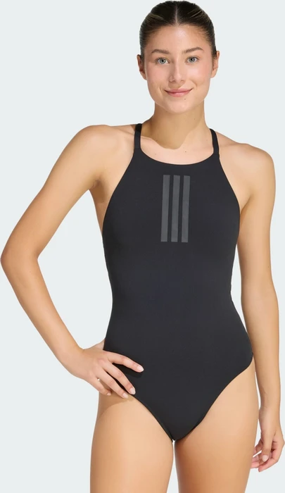 adidas 3-Streifen High Neck 2-Way Straps Peachsoft Badeanzug schwarz/weiß (Damen)