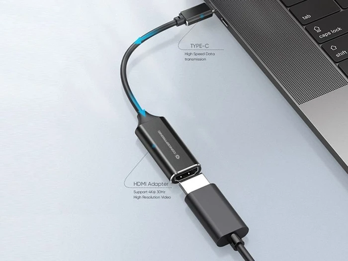 Conceptronic ABBY03B USB-C 3.0 [Stecker] auf HDMI [Buchse] 4K, 30Hz, Adapterkabel, schwarz, 15cm