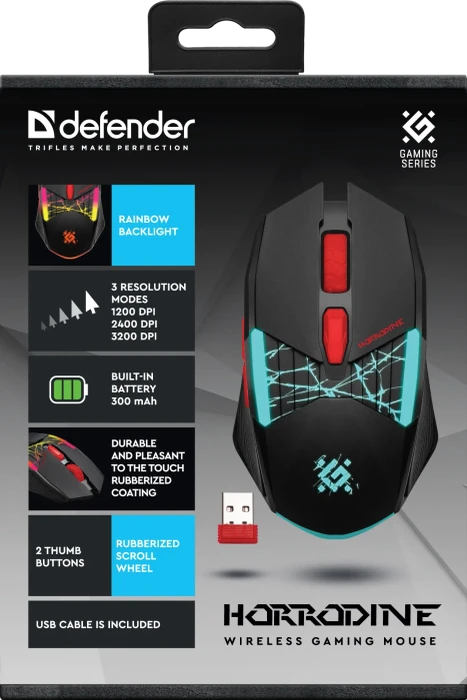 Defender Horrordine GM-237 Wireless Gaming Mouse schwarz, USB