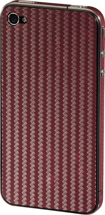 Hama Backcover-Folie Carbon für Apple iPhone 4 rot