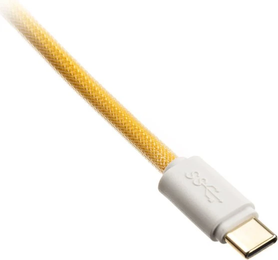 Ducky Premicord Spiralkabel USB-C auf USB-A, Tastaturkabel (Spiral-Textilkabel), 1.8m, Yellow Ducky